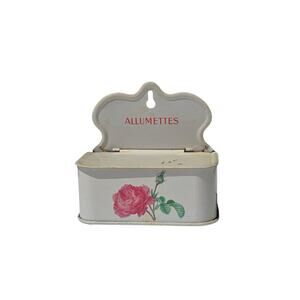Kitchen Wall Decoration Enamel Tin Match Holder, Antique French Advertising Tin